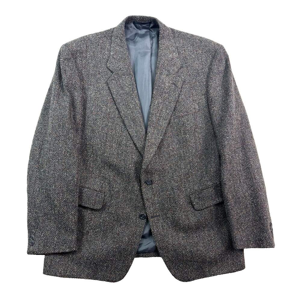 Carl Gross 55 44R Windowpane Tweed Blazer Jacket Sport Coat Lanificio di Pray